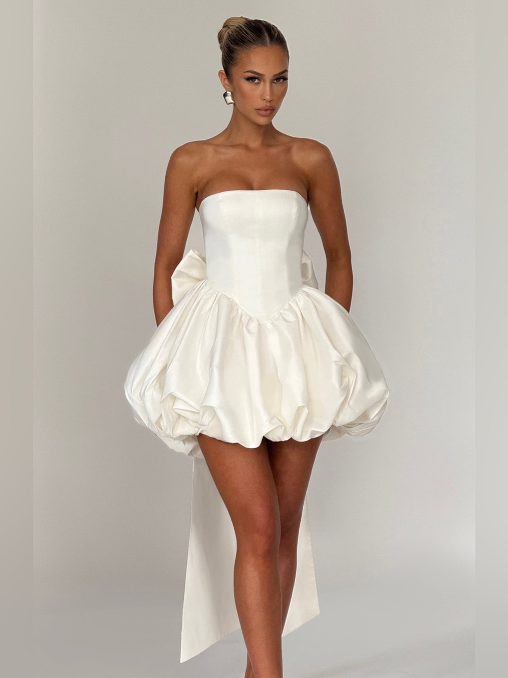 Babyboo Lotus Bow Mini Dress in ivory NWT